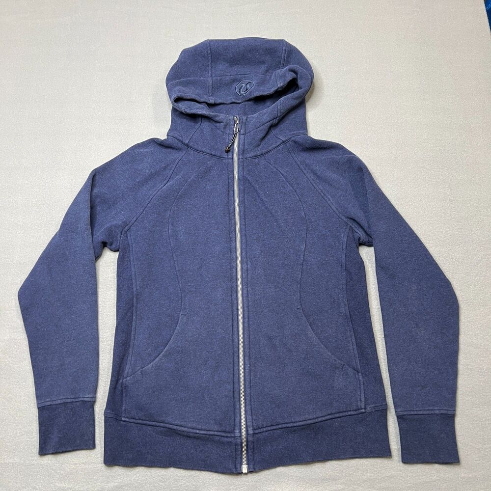 Lululemon Scuba Hoodie Women's Size 12 Navy Cotton Fleece Raglan Sleeve Full Zip